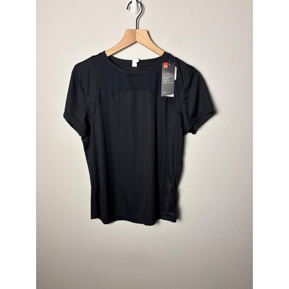 âď¸Under Armour HeatGear XL Black Mesh Panel Ribbed Training T-Shirt 1326464